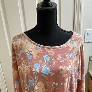 Floral, tie front blouse